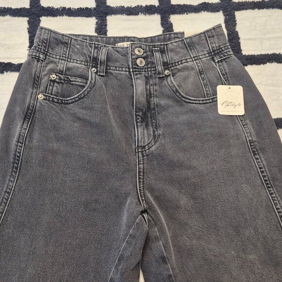 NEW Free People sz 26 Black Aster Straight Leg Jeans - Picture 6 of 9